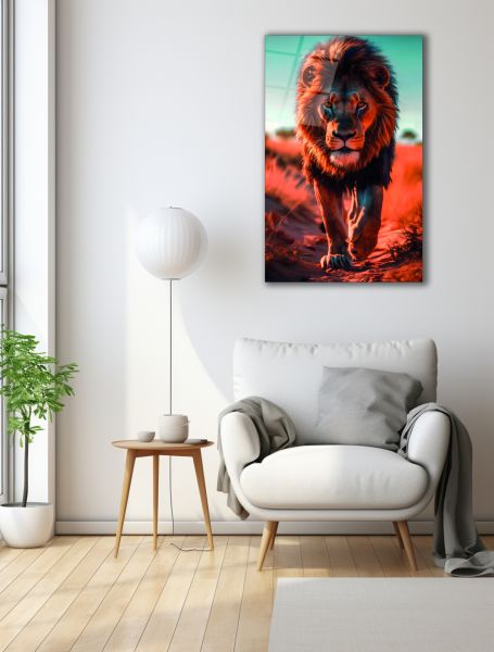 Yürüyen Aslan Cam Tablo
