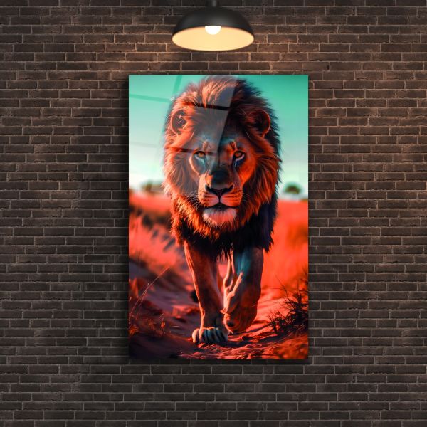 Yürüyen Aslan Cam Tablo