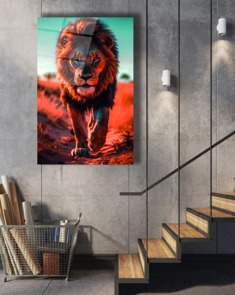 Yürüyen Aslan Cam Tablo