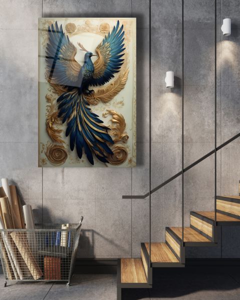 Modern Anka Kuşu Cam Tablo