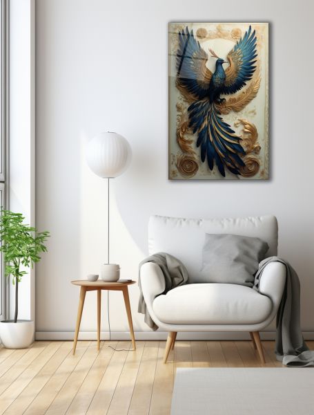 Modern Anka Kuşu Cam Tablo