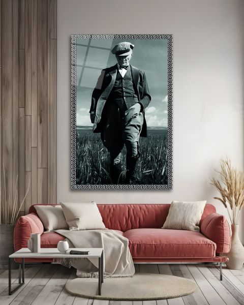 Gümüş Çerçeve Görünümlü Atatürk Cam Tablo