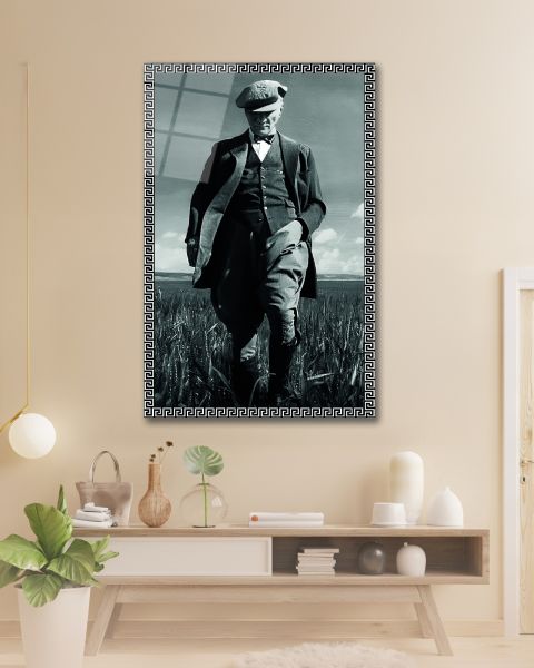 Gümüş Çerçeve Görünümlü Atatürk Cam Tablo