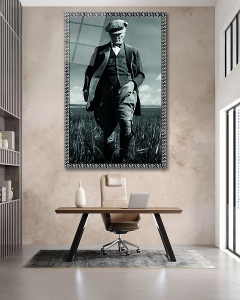 Gümüş Çerçeve Görünümlü Atatürk Cam Tablo