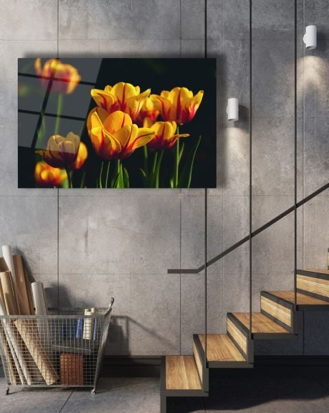 Sarı Lale Cam Tablo