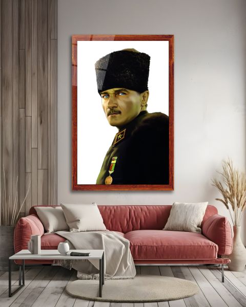 Atatürk Yan Portre Cam Tablo