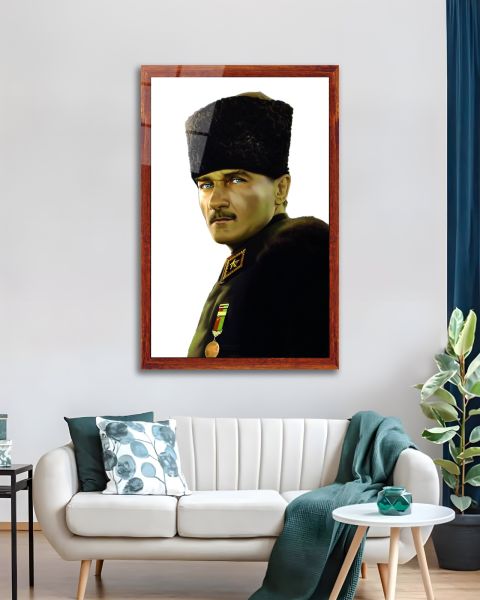 Atatürk Yan Portre Cam Tablo