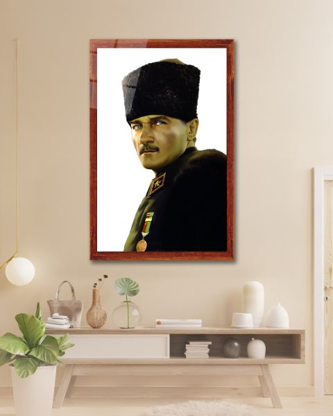 Atatürk Yan Portre Cam Tablo