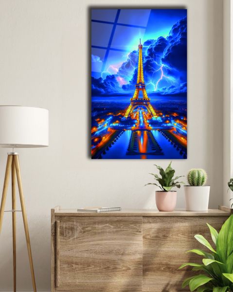 Paris Eyfel Kulesi Soyut Cam Tablo