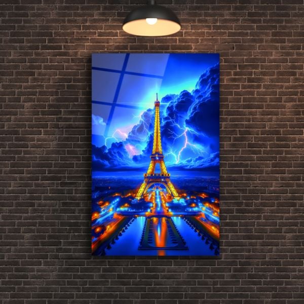 Paris Eyfel Kulesi Soyut Cam Tablo