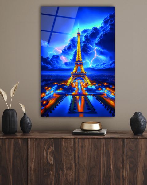 Paris Eyfel Kulesi Soyut Cam Tablo