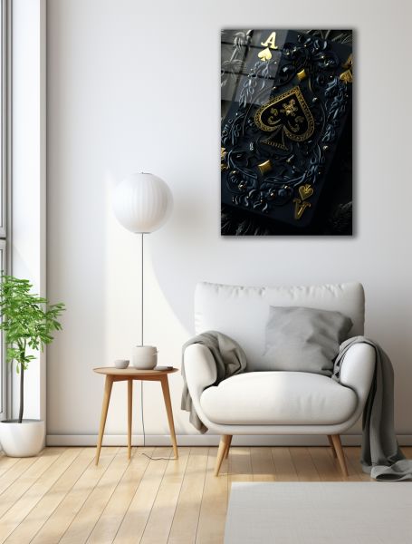 Modern İskambil Kağıdı Cam Tablo
