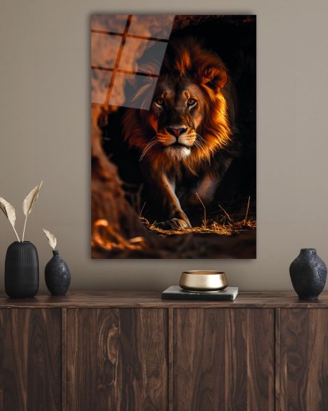 Koşan Aslan Cam Tablo
