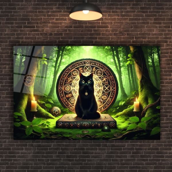 Kara Kedi Cam Tablo
