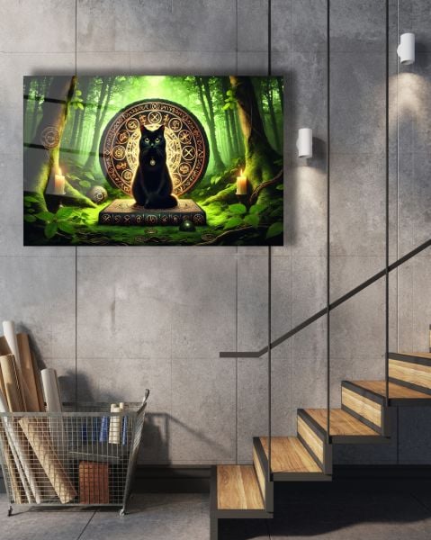 Kara Kedi Cam Tablo