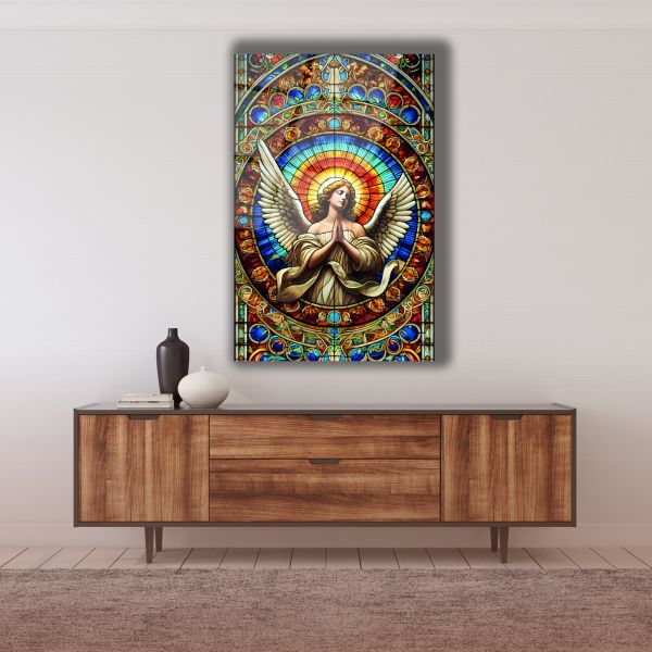 Vitray Görünümlü Melek Cam Tablo