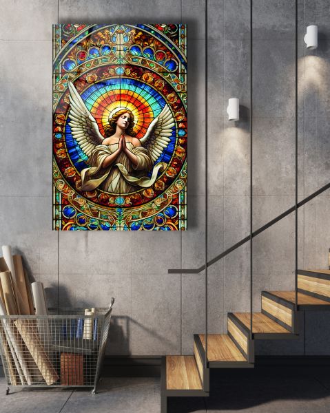 Vitray Görünümlü Melek Cam Tablo