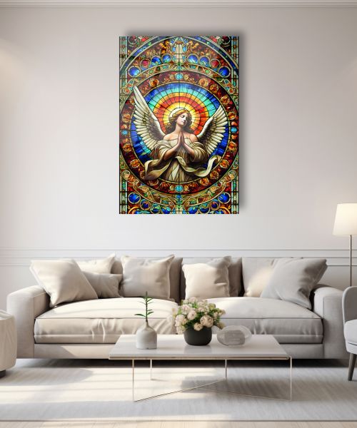 Vitray Görünümlü Melek Cam Tablo
