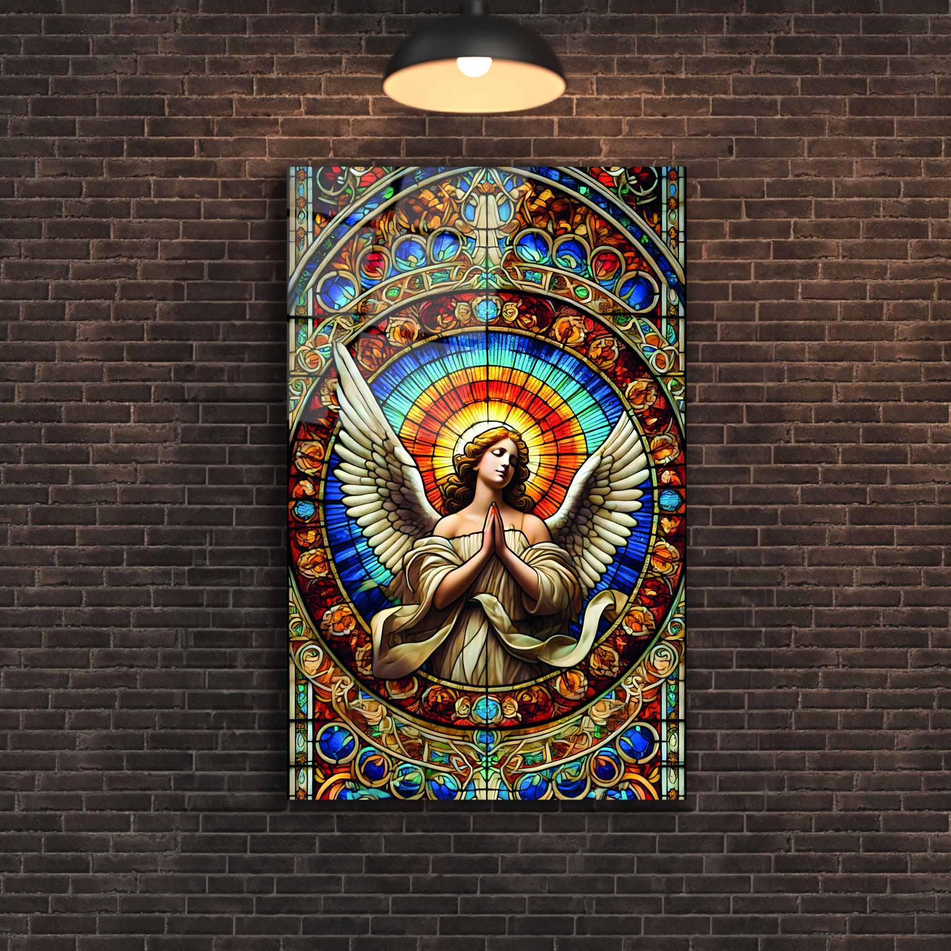 Vitray Görünümlü Melek Cam Tablo