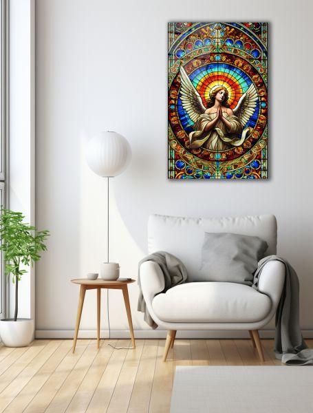 Vitray Görünümlü Melek Cam Tablo