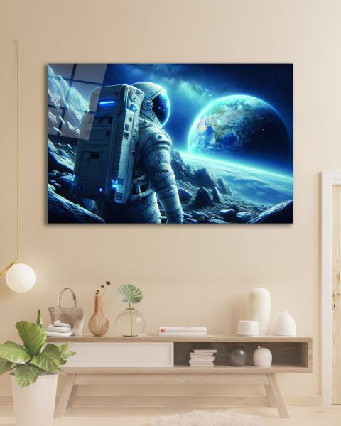 Astronotun Uzaydan Bakışı Cam Tablo
