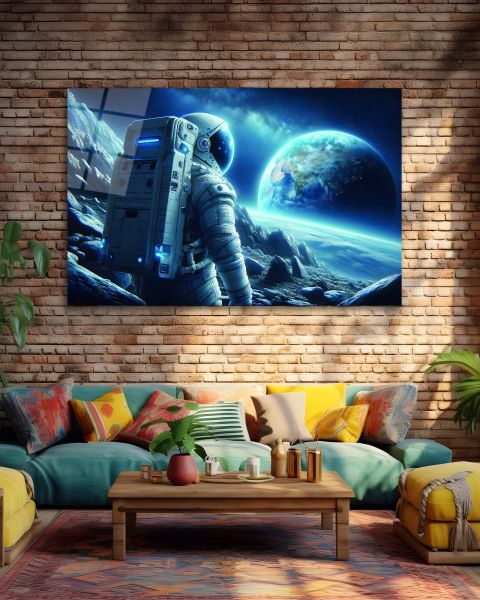 Astronotun Uzaydan Bakışı Cam Tablo