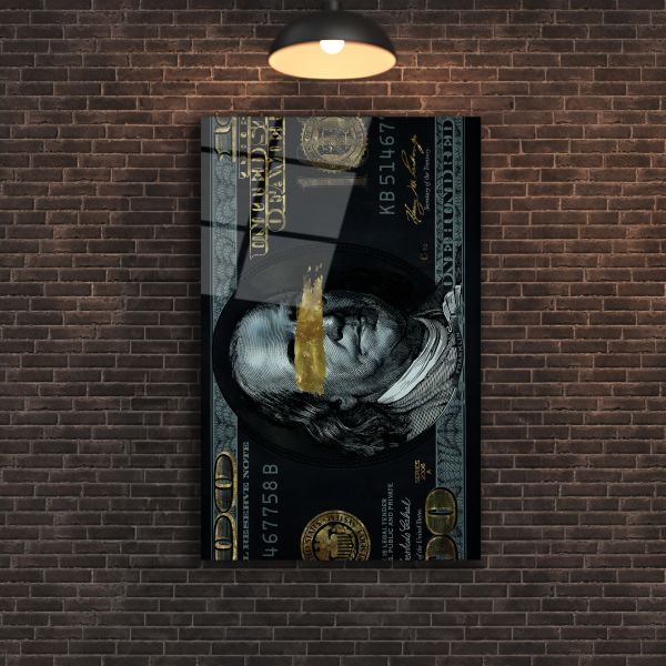 Siyah Amerikan Doları Cam Tablo