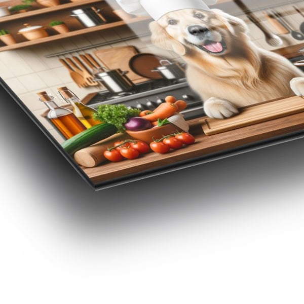 Aşçı Golden Köpeği Cam Tablo