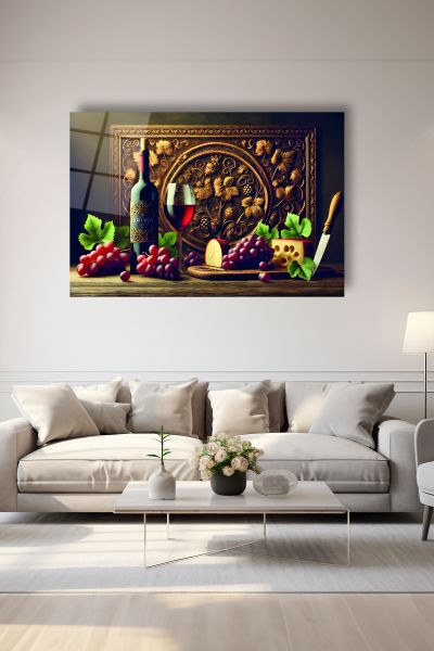 Şarap Masası Cam Tablo 90x60