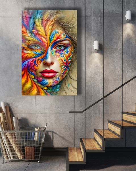 Pop Art Kadın Cam Tablo