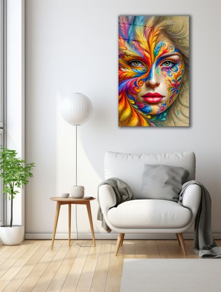 Pop Art Kadın Cam Tablo