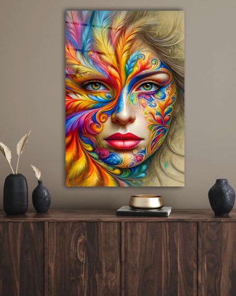 Pop Art Kadın Cam Tablo