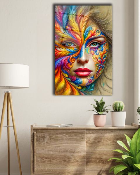 Pop Art Kadın Cam Tablo