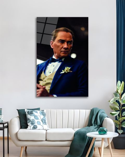 Atatürk Yan Portre Cam Tablo