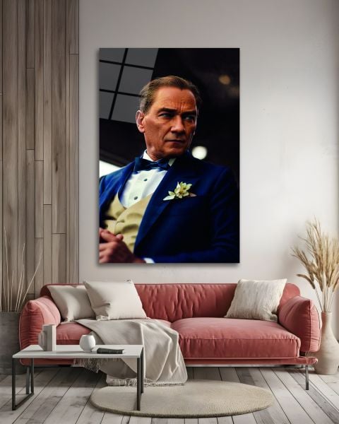 Atatürk Yan Portre Cam Tablo