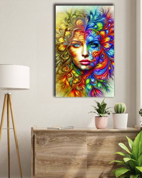 Pop Art Rengarenk Kadın Cam Tablo