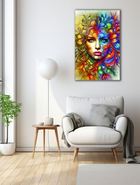 Pop Art Rengarenk Kadın Cam Tablo