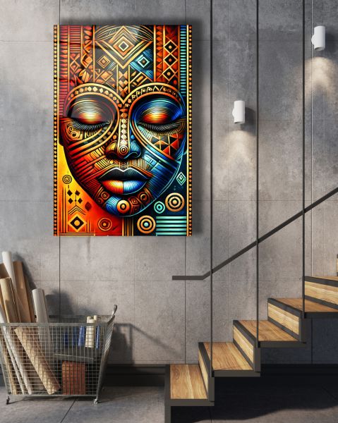 Afrika Maskeleri Cam Tablo