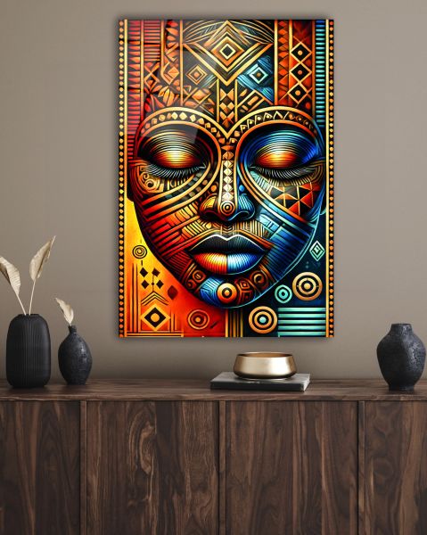 Afrika Maskeleri Cam Tablo
