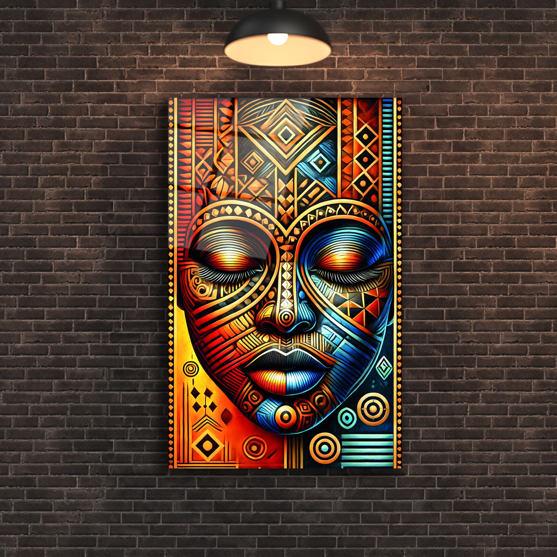 Afrika Maskeleri Cam Tablo