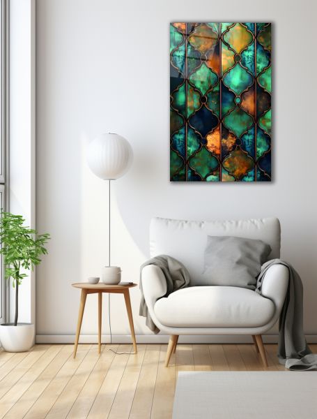 Geometrik Desen Soyut Cam Tablo