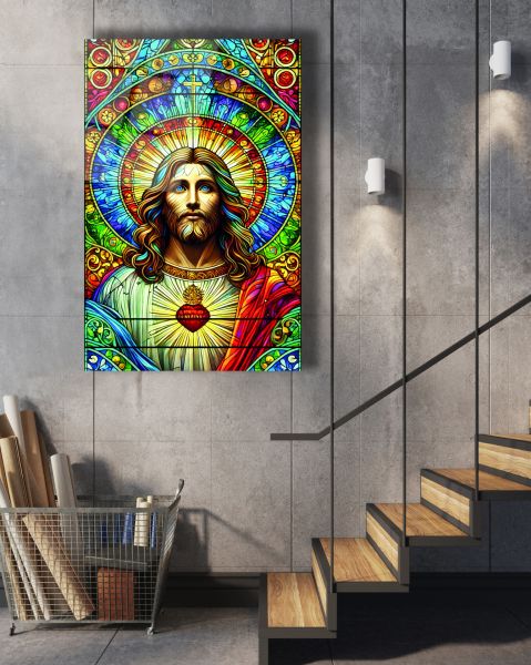 Hz. İsa Vitray Görünümlü Cam Tablo