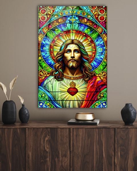 Hz. İsa Vitray Görünümlü Cam Tablo