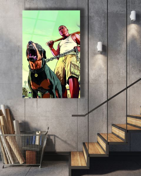 Çete Adamı ve Rottweiler Cam Tablo