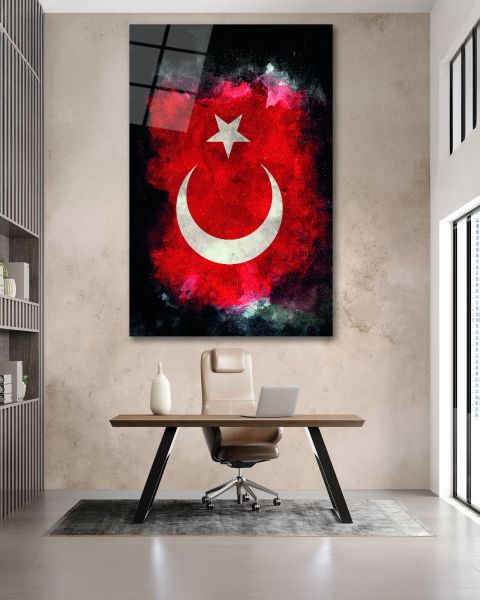 Türk Bayrağı Cam Tablo