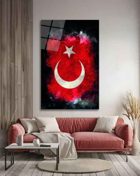 Türk Bayrağı Cam Tablo