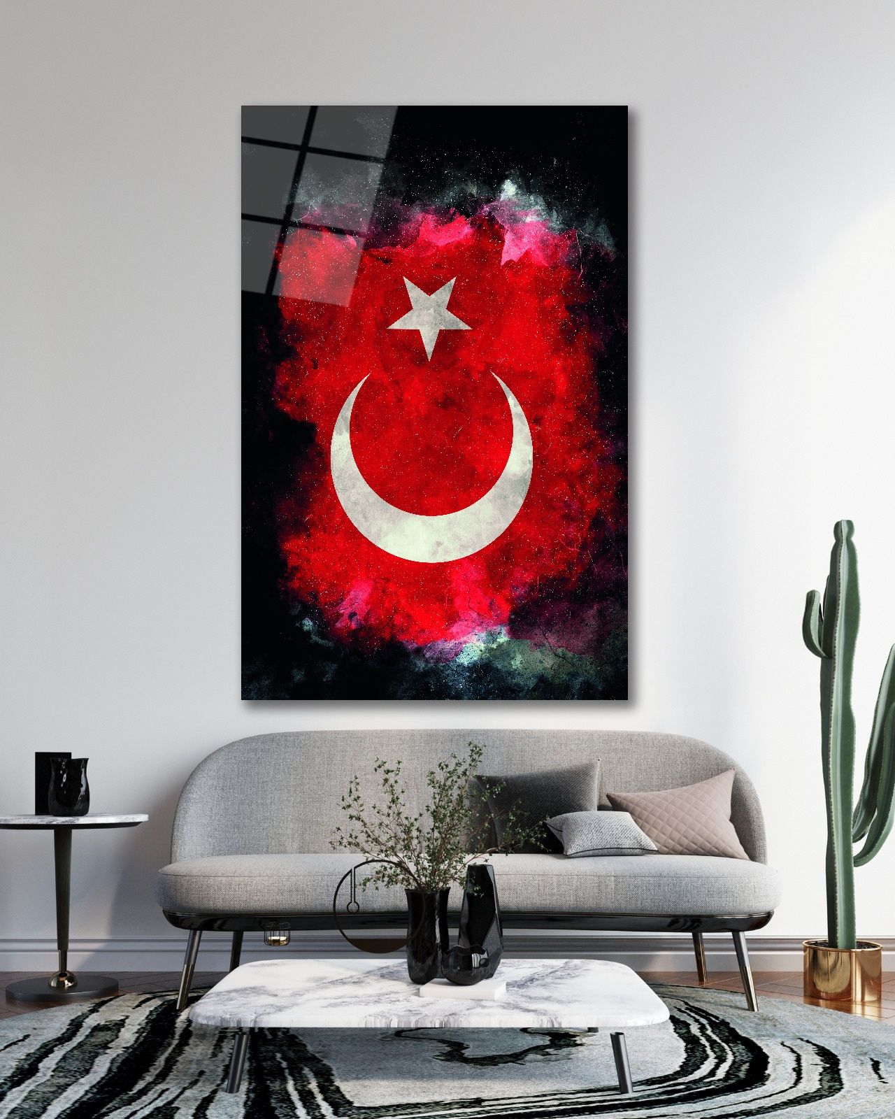 Türk Bayrağı Cam Tablo