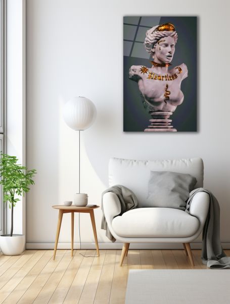 Altın Detaylı Kadın Heykel Cam Tablo