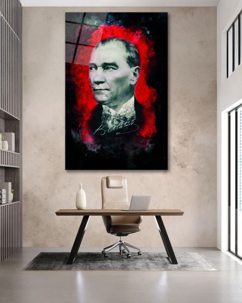 Atatürk Portre Cam Tablo