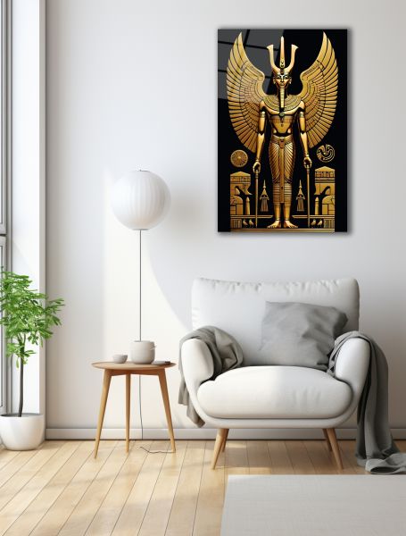Antik Mısır Altın Pharaoh Cam Tablo